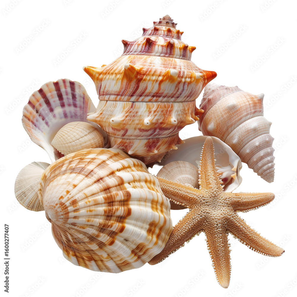 Obraz premium Seashell and starfish cluster