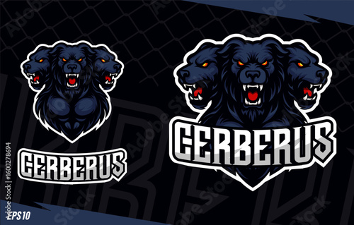 Cerberus sports mascot logo design. Modern emblem for sports team