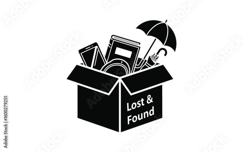 Find your lost items in the box, a modern concept for lost and found belongings, perfect for commercial use and visual communication needs