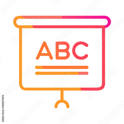 Educational flip chart with colorful ABC letters on white background  