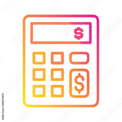 Colorful calculator icon with dollar sign and gradient background  