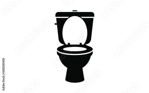 Modern toilet icon for bathroom design or plumbing service promotion with a sleek minimalist style and open seat, ready for your creative project