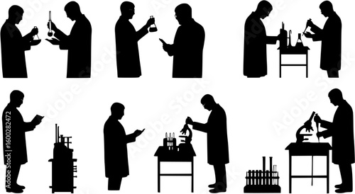 silhouette of a chemist on a white background