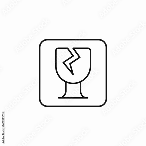 fragile item warning icon sign vector