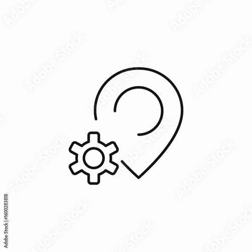 location settings gear icon sign vector