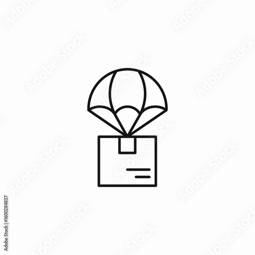 parachute dropping box icon sign vector