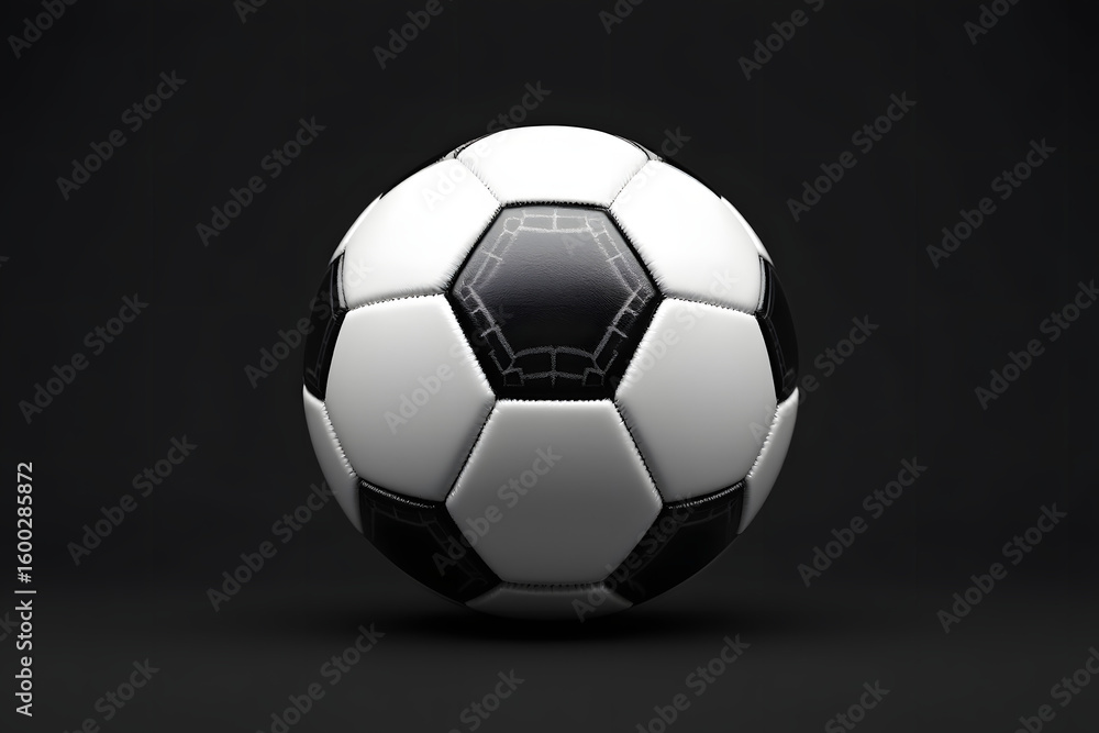 Naklejka premium Classic Soccer Ball Spotlight Black and White Football Game Theme