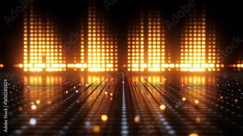 Wallpaper Mural Digital Sound Wave Visualization with Orange LED Torontodigital.ca