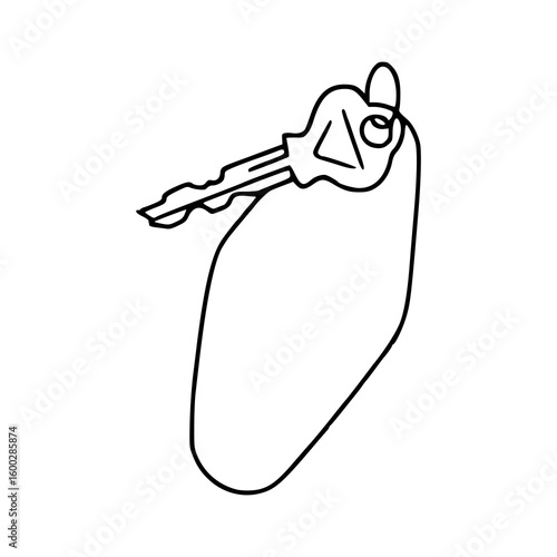 house key with blank tag line art