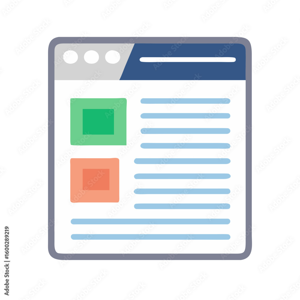 Webpage layout, flat design style, colorful elements, illustration for digital media Webpage layout, flat design style, colorful elements, illustration for digital media