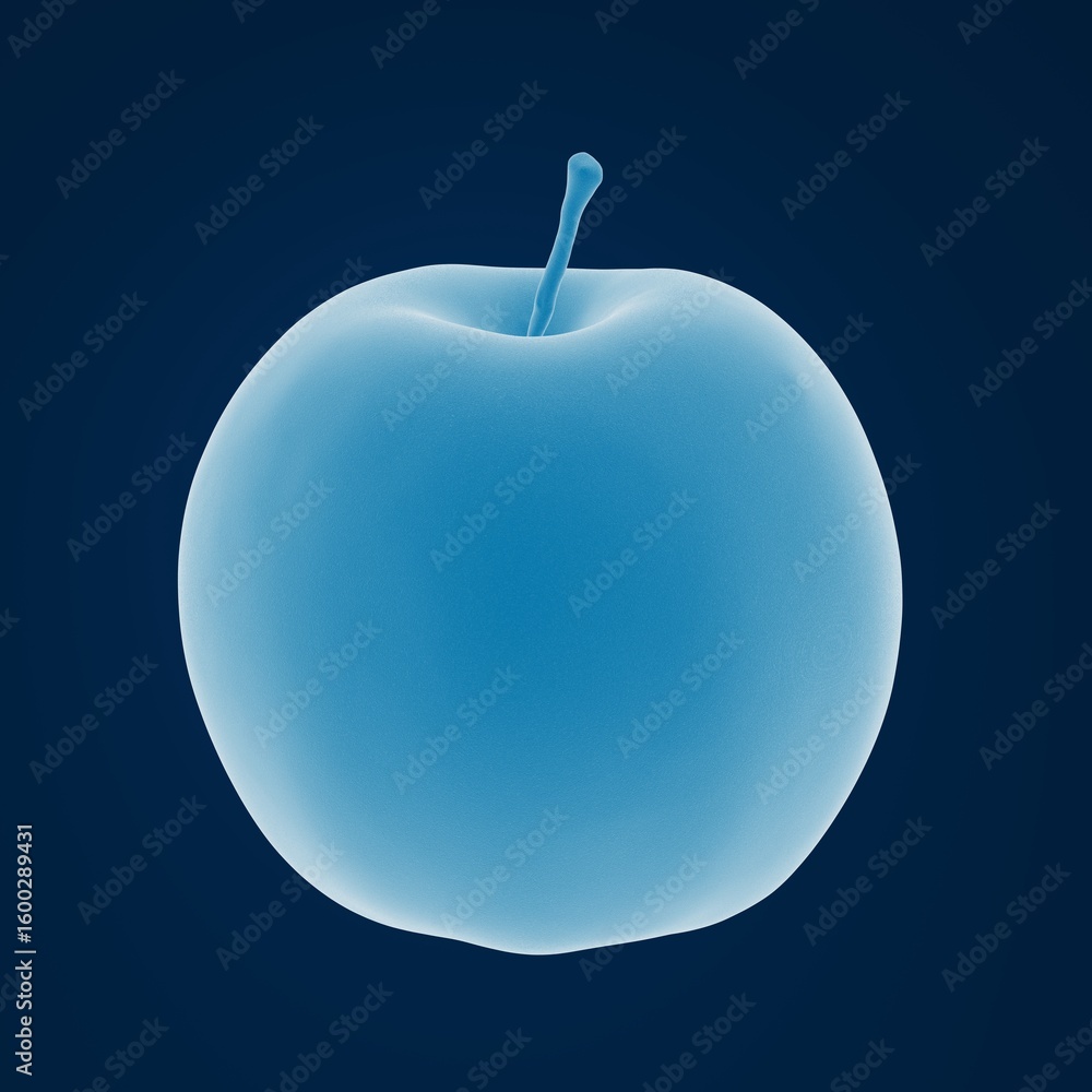 Obraz premium Blue-hued apple against a dark background