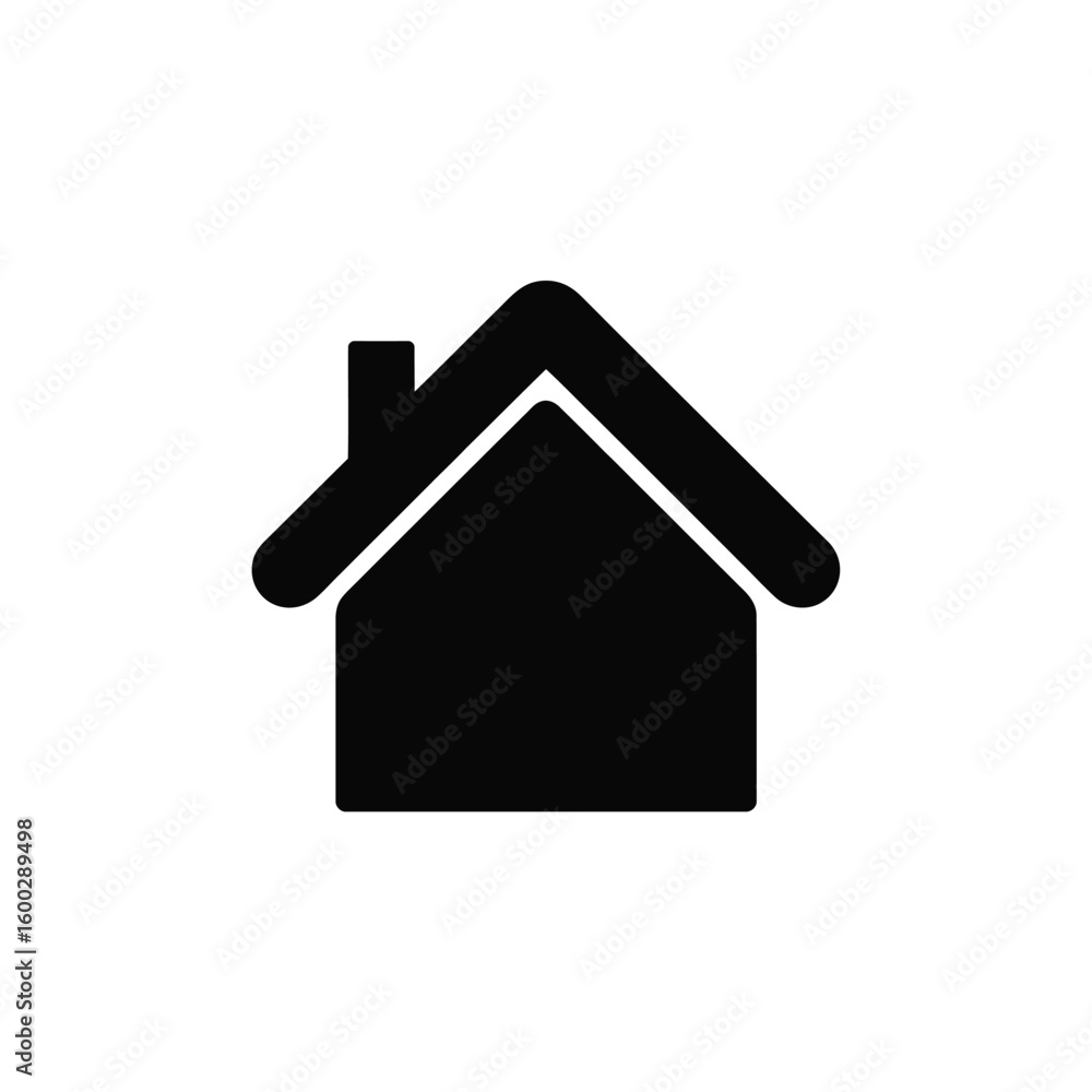 Fototapeta premium Simple black silhouette of a house with a chimney
