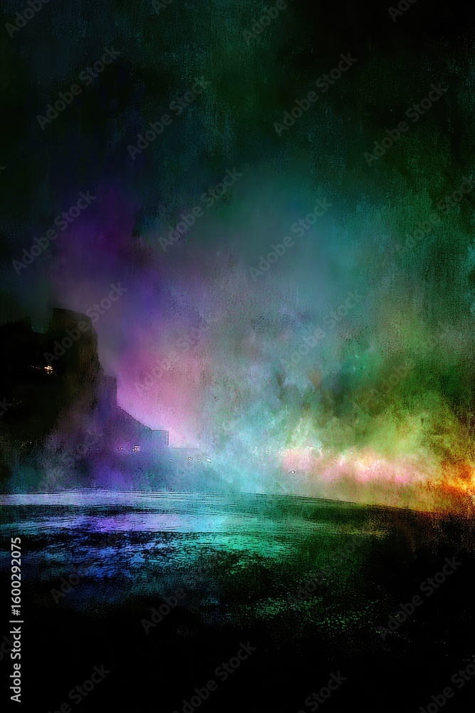 Fototapeta premium Abstract Night Cityscape With Colorful Lights