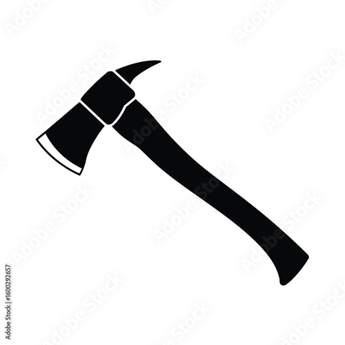 Black silhouette of a firefighter s axe