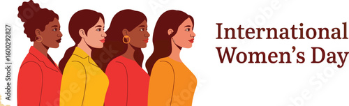 International Women's Day Celebration: a celebration of the strength, resilience, and unity of women. In this illustrative depiction, women from diverse backgrounds stand together.