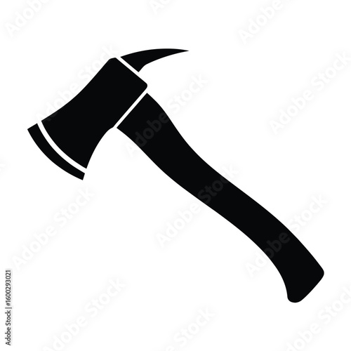 Black silhouette of a firefighter s axe