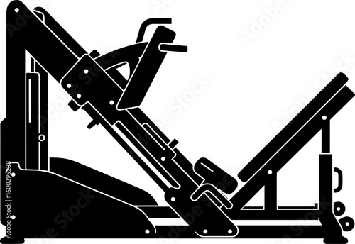 Black and White Leg Press Machine Illustration for Gym Equipment