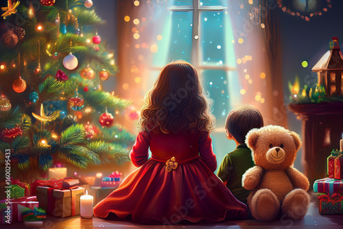 子ども達とクリスマスツリー