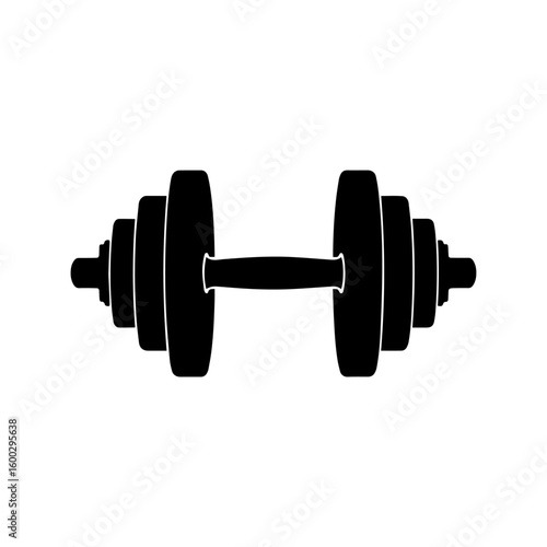 Black Dumbbell with Multiple Plates for Weight Training and Exercise