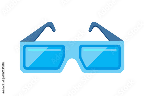  blue plastic 3d glasses for watching movies is isolated on transparent background, ready for entertainment