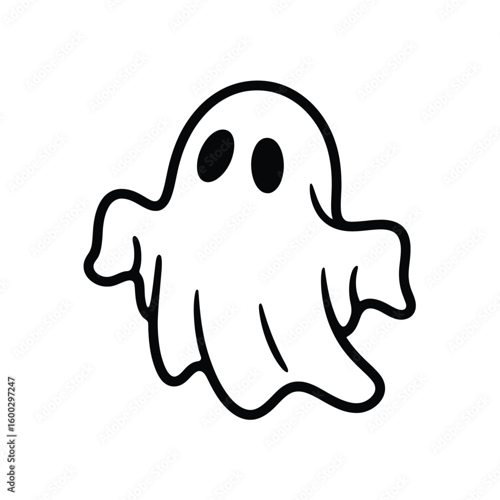Fototapeta premium Simple cartoon ghost illustration with black eyes