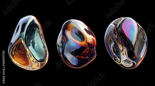 Set of 3d fluid liquid amorphous glasses