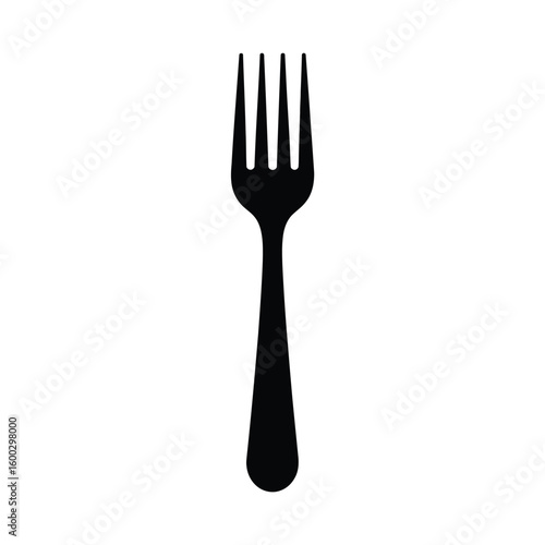 Simple silhouette of a black four pronged fork