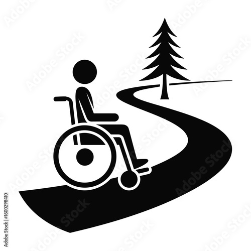 Person in wheelchair navigating an accessible outdoor path