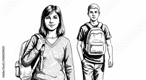 Students with backpacks are walking to university, prepared for lectures and academic challenges.