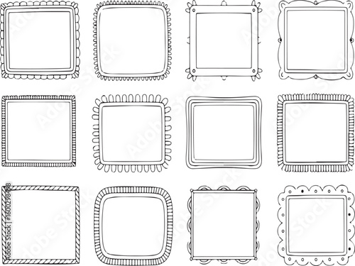 Set of vintage photo frames with ornate gold borders for antique picture decoration