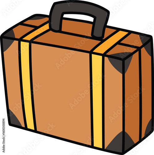 Brown suitcase with black handle