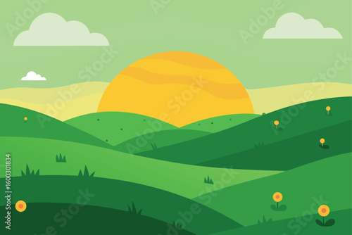 a serene green hillside with layers of grass  sca