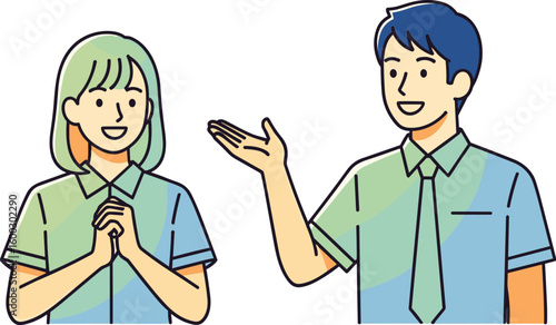 People explain a concept with hand gestures. Illustration of communication and discussion, presentation, explanation, and conversation.