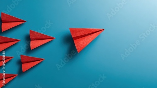 Free Download Red paper airplanes in a leadership concept - GFXLoad