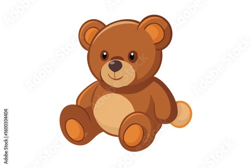Cute brown teddy bear on white background
