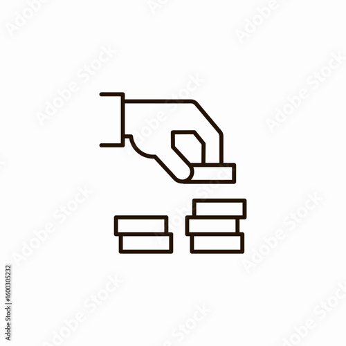 hand stacking coins icon sign vector