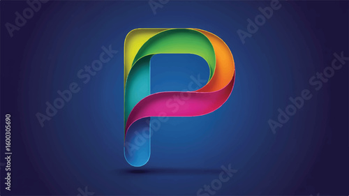 Vibrant ribbon letter p logo ribbon design colorful