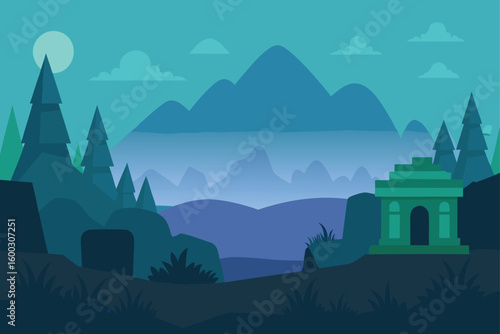 a 2 5d parallax animation of a magical forest wit