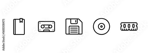 Line Icons Depicting the Evolution of Information Storage Media