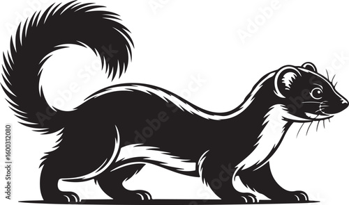 Sable Silhouette Vector Illustration of Wildlife Animal in Black Color