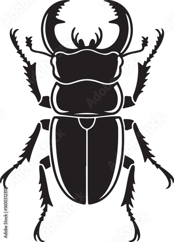 Stag Beetle Silhouette Vector Illustration Insect Entomology Wildlife Nature