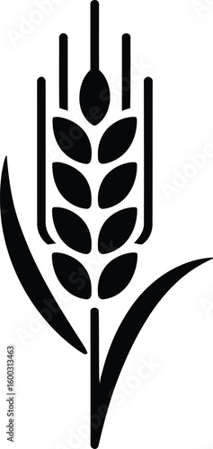 Simple Black Wheat Icon Graphic Design Element