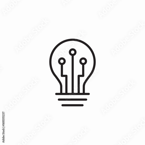 digital lightbulb circuits icon sign vector