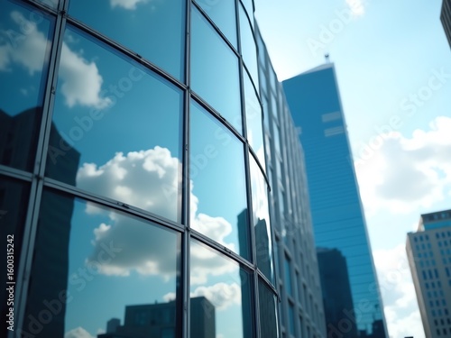 Close-up of a modern glass office building