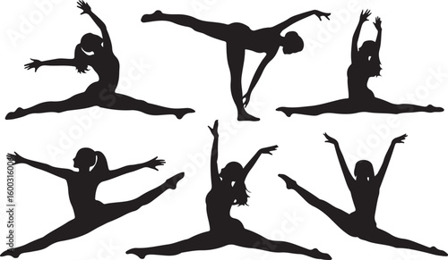 Gymnastics Dancer Silhouette Vector Illustration Artistic Sport Performance