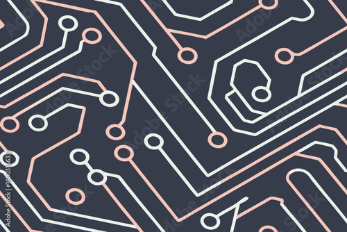 Abstract circuit board pattern with pink and white lines technology electronic