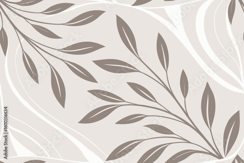 Abstract floral pattern with muted tones botanical leaves