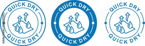 Quick Dry Label Icon – Fast Drying Sticker, Logo Badge, Waterproof Symbol for Product