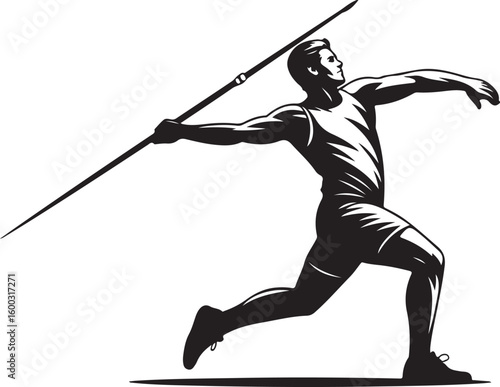 Javelin Thrower Silhouette Vector Illustration Athlete Sport Competition