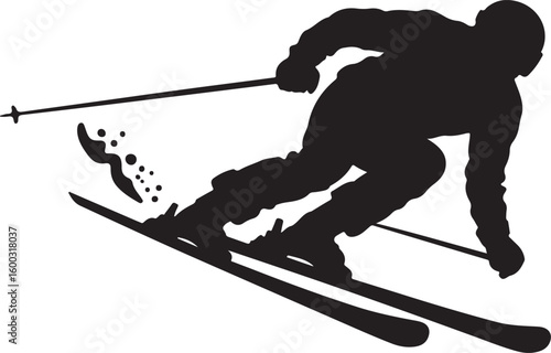 Downhill Skier Silhouette Winter Sport Activity Extreme Skiing Adventure